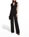 Black Halo Brittan High-collar Sleeveless Jumpsuit In Black