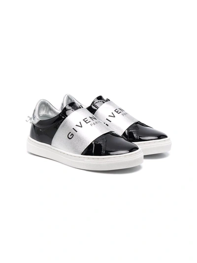 Givenchy Kids' Boy's Metallic Logo Patent Low-top Sneakers, Baby/toddlers In Black