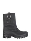 Msgm Round-toe Ankle Leather Boot In Nero
