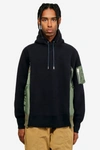 Sacai Navy & Khaki Sponge Sweat Ma-1 Zip-up Hoodie In Blue