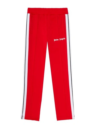 Palm Angels Stripe-detail Logo Track Pants In Red