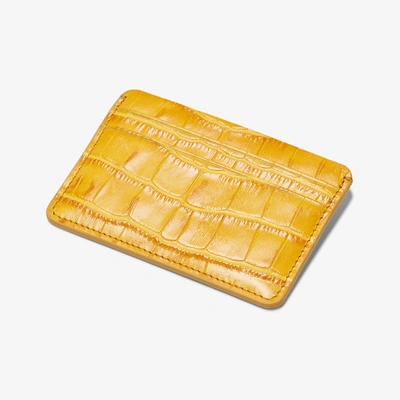 M.m.lafleur The Card Case 1.0-embossed Croc In Yellow