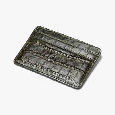 M.m.lafleur The Card Case 1.0-embossed Croc In Green