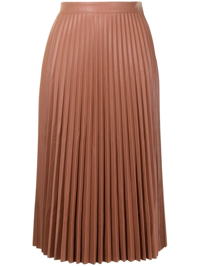 Proenza Schouler White Label Pleated Faux-leather Midi-skirt In Brown