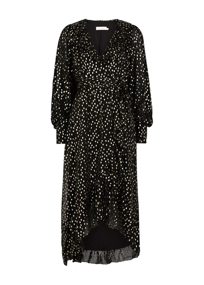 Zimmermann Lurex Black Fil Coupé Chiffon Wrap Dress