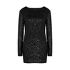 In The Mood For Love Cowl-back Long-sleeved Sequin Mini Dress In Black