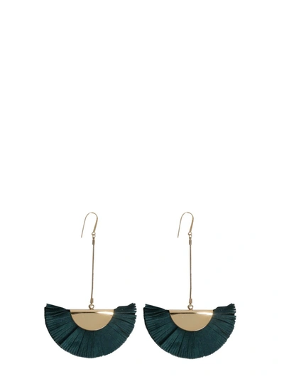 Isabel Marant Half Moon Earrings With Leather Pendants In Green