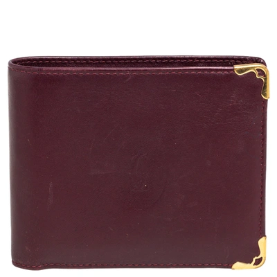 Pre-owned Cartier 6cc Bifold Wallet In Red