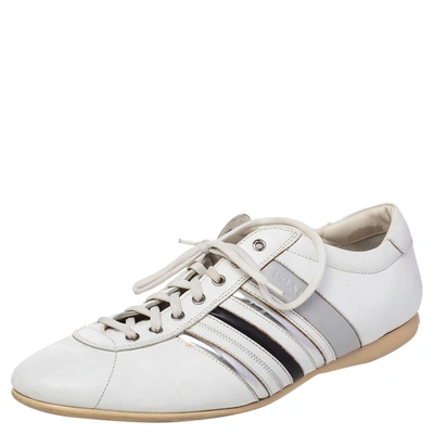 Pre-owned Prada White Leather Low Top Trainers Size 44