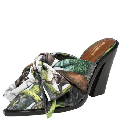 Pre-owned Burberry Multicolor Satin Tillington Mule Sandals Size 38