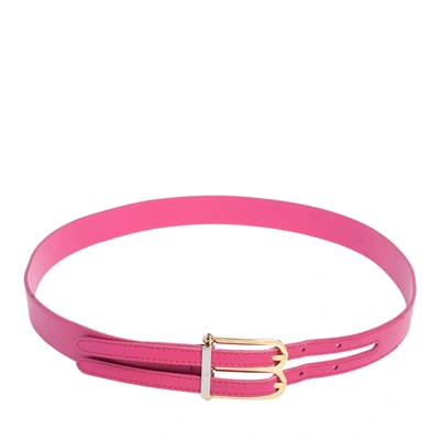 Pre-owned Balenciaga Pink Leather B Buckle Belt 85 Cm