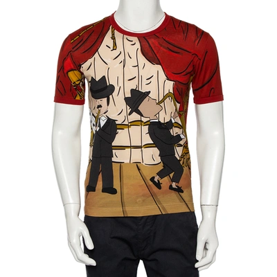 Pre-owned Dolce & Gabbana Red Musical Printed Cotton Crewneck T-shirt S