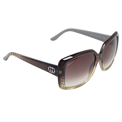 Pre-owned Gucci Beige/black Gg3574/s Oversized Rectangular Sunglasses