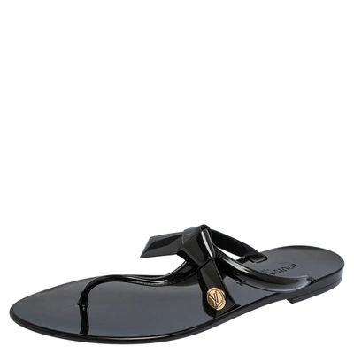 Pre-owned Louis Vuitton Black Jelly Sea Star Thong Flats Size 41