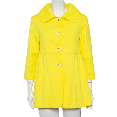 Pre-owned Fendi Yellow Denim Button Front Collared Peacoat M