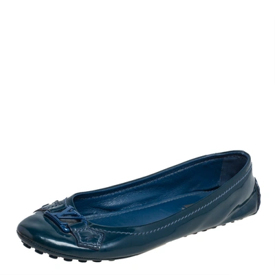 Pre-owned Louis Vuitton Blue Patent Leather Oxford Ballet Flats Size 37
