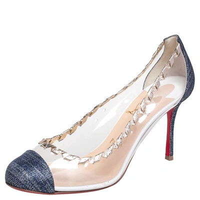 Pre-owned Christian Louboutin Multicolor Pvc And Glitter Fabric Agritti Cap Toe Pump Size 39.5