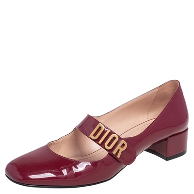 Pre-owned Dior Burgundy Patent Leather Baby-d Mary Jane Pumps Size 38