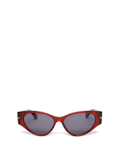 Bottega Veneta Rectangular Sunglasses Burgundy And Black In Red