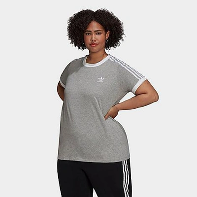 Adidas Originals Adidas Women's Originals Adicolor Classics 3-stripes T-shirt (plus Size) In Medium Grey Heather