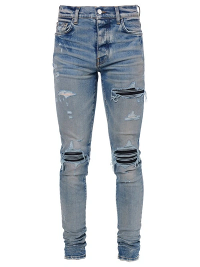 Amiri 15cm Tapered Mx1 Cotton Denim Jeans In Honeycomb Indigo