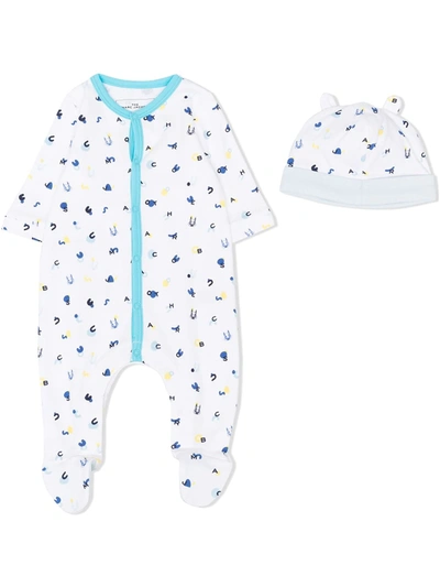 Marc Jacobs Logo Babygrow And Beanie Set In 白色