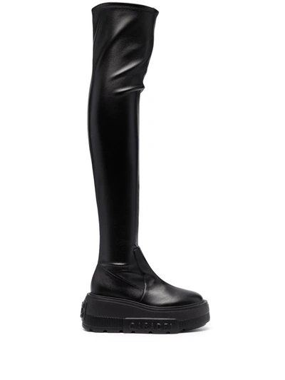 Casadei C-chain Black Vegan Leather Boots