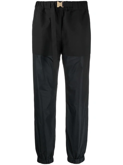 Sacai Womens Black Tapered High-rise Cotton-blend And Shell Trousers 2
