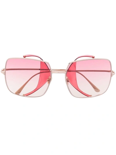 Tom Ford Toby-02 Tf901 28t Square Sunglasses In Rose Gold