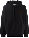 Carhartt -wip Hooded American Script Sweatshirt In 黑色