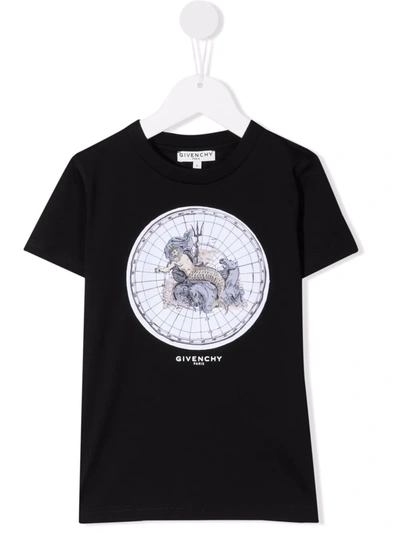 Givenchy Kids' Poseidon Print T-shirt In Black
