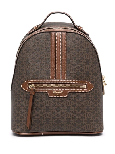 Bally Daffi Monogram-print Backpack In 褐色