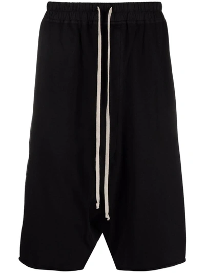 Rick Owens Drkshdw Drop-crotch Cotton Cropped Trousers In Black