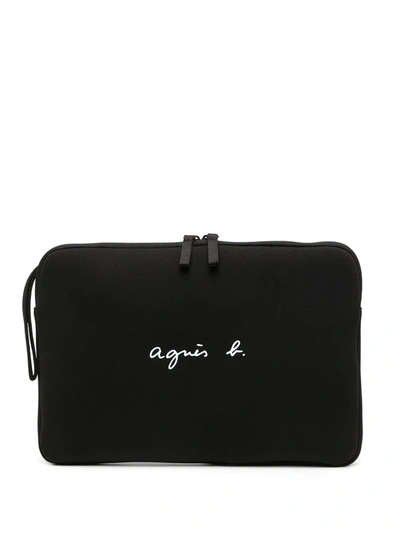 Agnès B. Logo-print Laptop Bag In 黑色