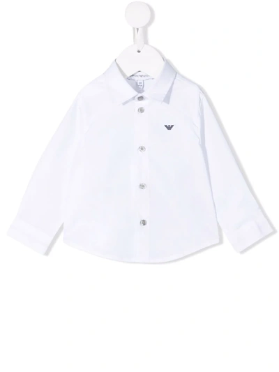 Emporio Armani Babies' Logo Stretch-cotton Shirt In White