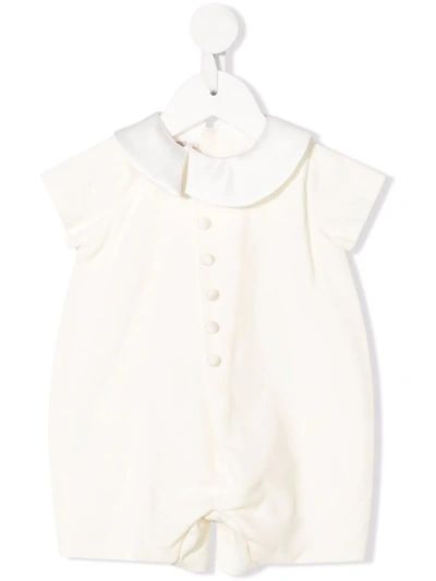 La Stupenderia Babies' Peter Pan Collar Romper In Avorio