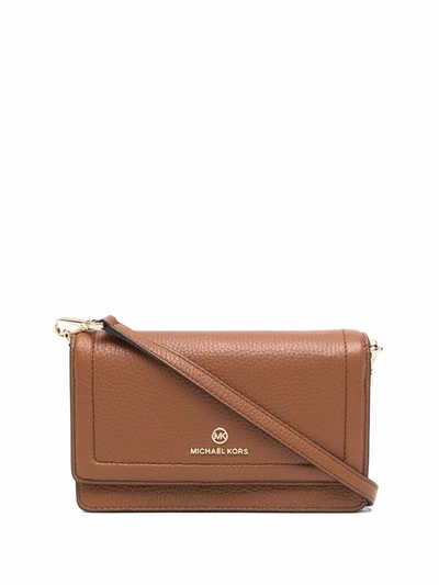 Michael Michael Kors Jet Set Leather Crossbody Bag In Brown