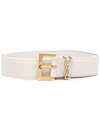 Saint Laurent Ysl Monogram Leather Belt In Nude