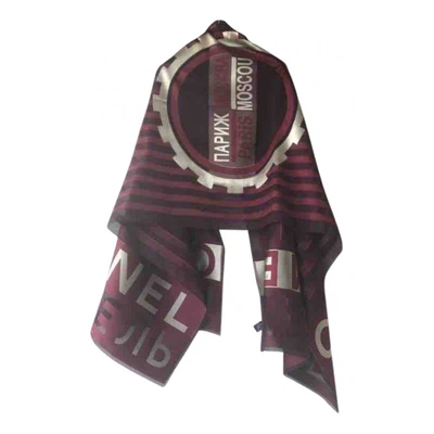 Pre-owned Chanel Silk Stole In Burgundy