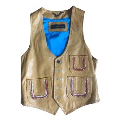 Pre-owned Dsquared2 Leather Vest In Beige