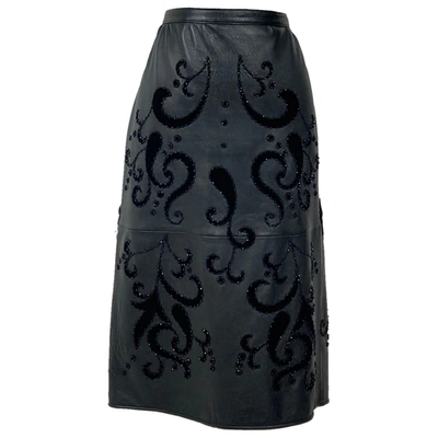 Pre-owned Valentino Leather Mid-length Skirt In Black