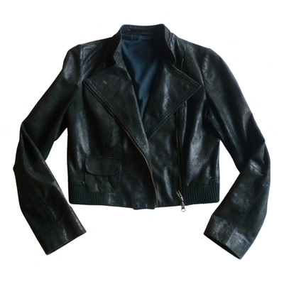 Pre-owned Max Mara Leather Biker Jacket In Black