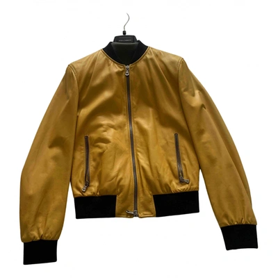 Pre-owned Dolce & Gabbana Leather Jacket In Yellow