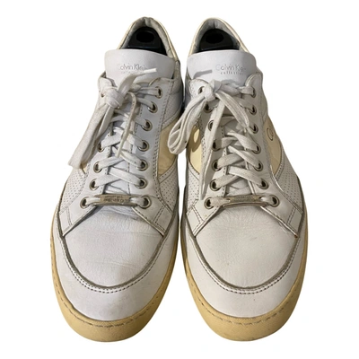 Pre-owned Calvin Klein Patent Leather Low Trainers In White