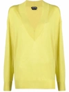 TOM FORD YELLOW V-NECK SWEATER