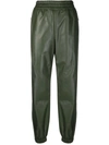 ALEXANDER MCQUEEN GREEN LEATHER STRETCH JOGGERS