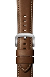Shinola Aniline Leather 21mm Apple Watch® Watchband In Brown/ Silver Plating