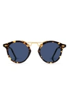 Krewe St. Louis Round Polarized Sunglasses, Blue/brown Tortoise In Bengal P/ Blue