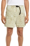 John Elliott Belted Tie-dyed Crinkled-shell Shorts In Moss