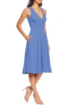 Dress The Population Catalina Fit & Flare Cocktail Dress In Blue Jay